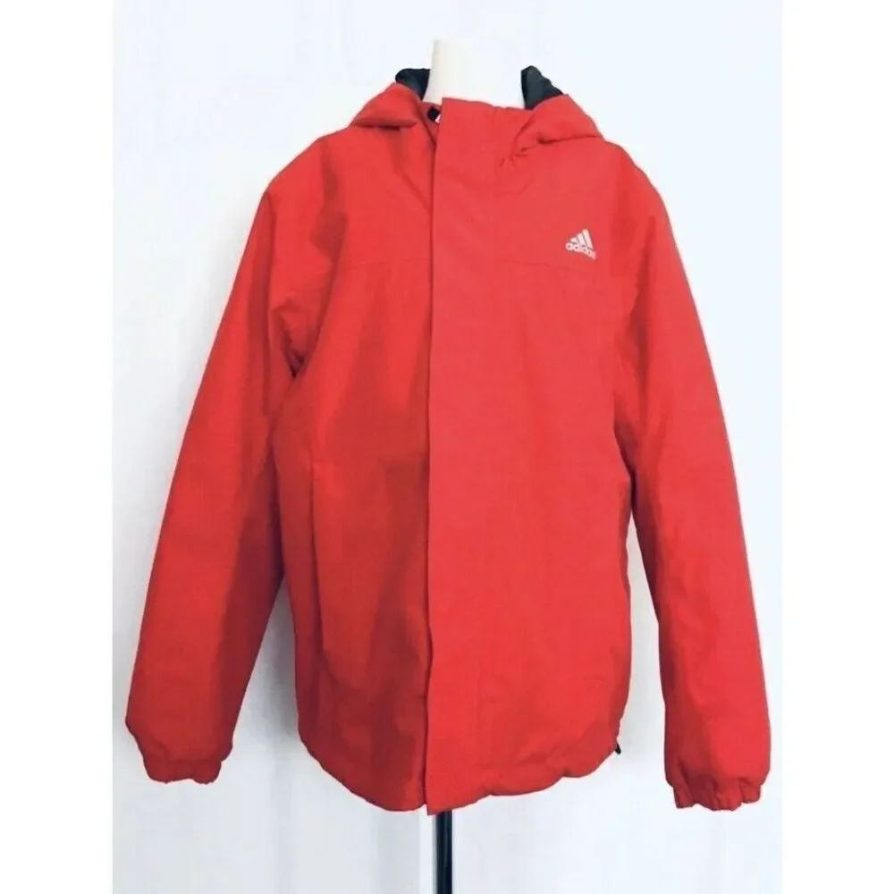 adidas Kids Unisex 11/12 Hooded Outerwear Red Lightweight Jacket